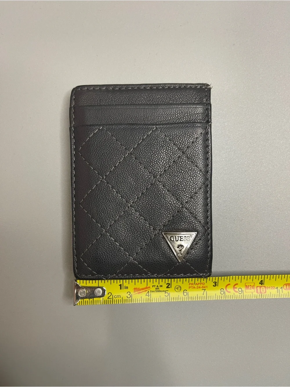 GUESS Black Quilted Card Wallet with Logo Triangle